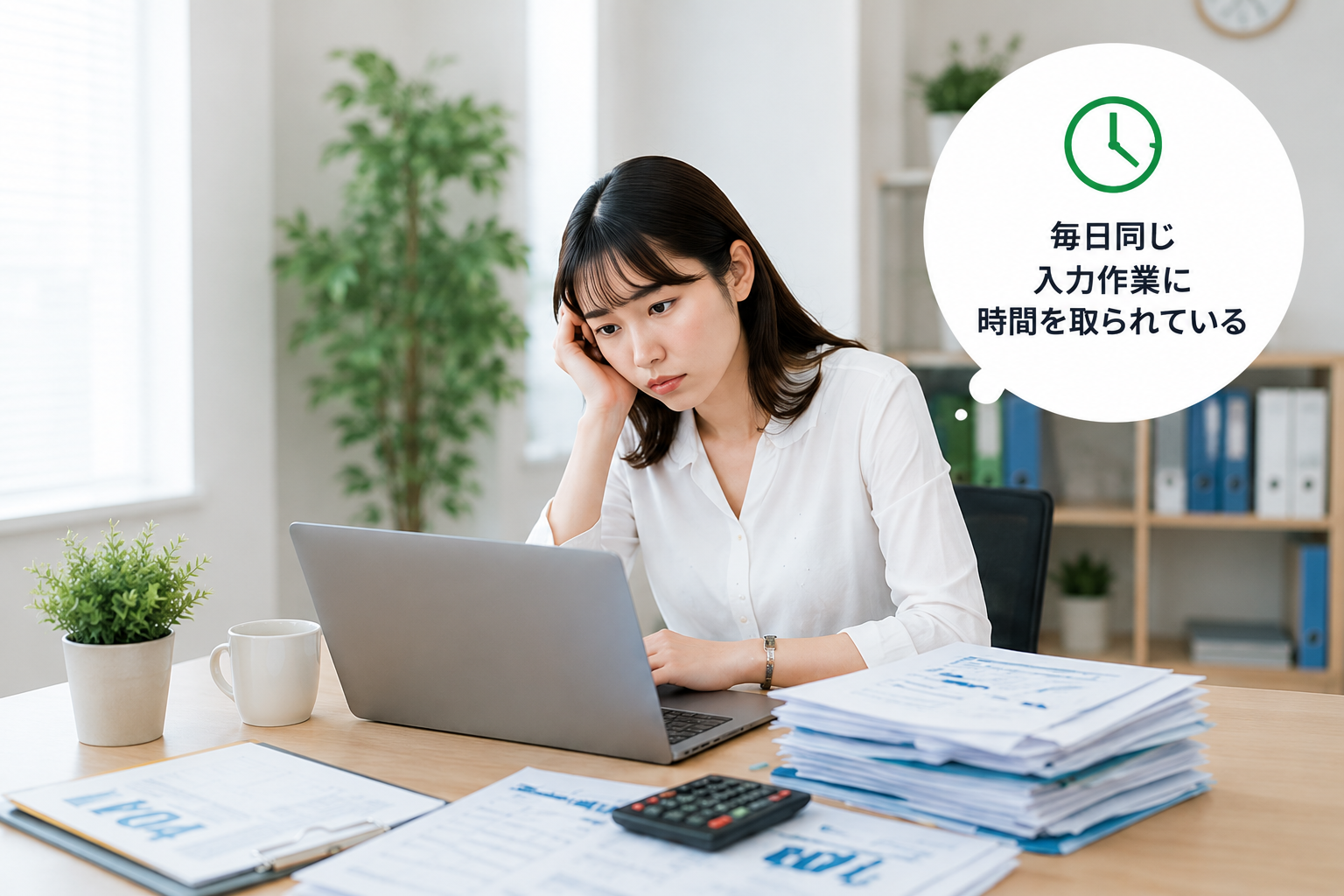 毎日同じ入力作業に時間を取られている会社へのイメージ